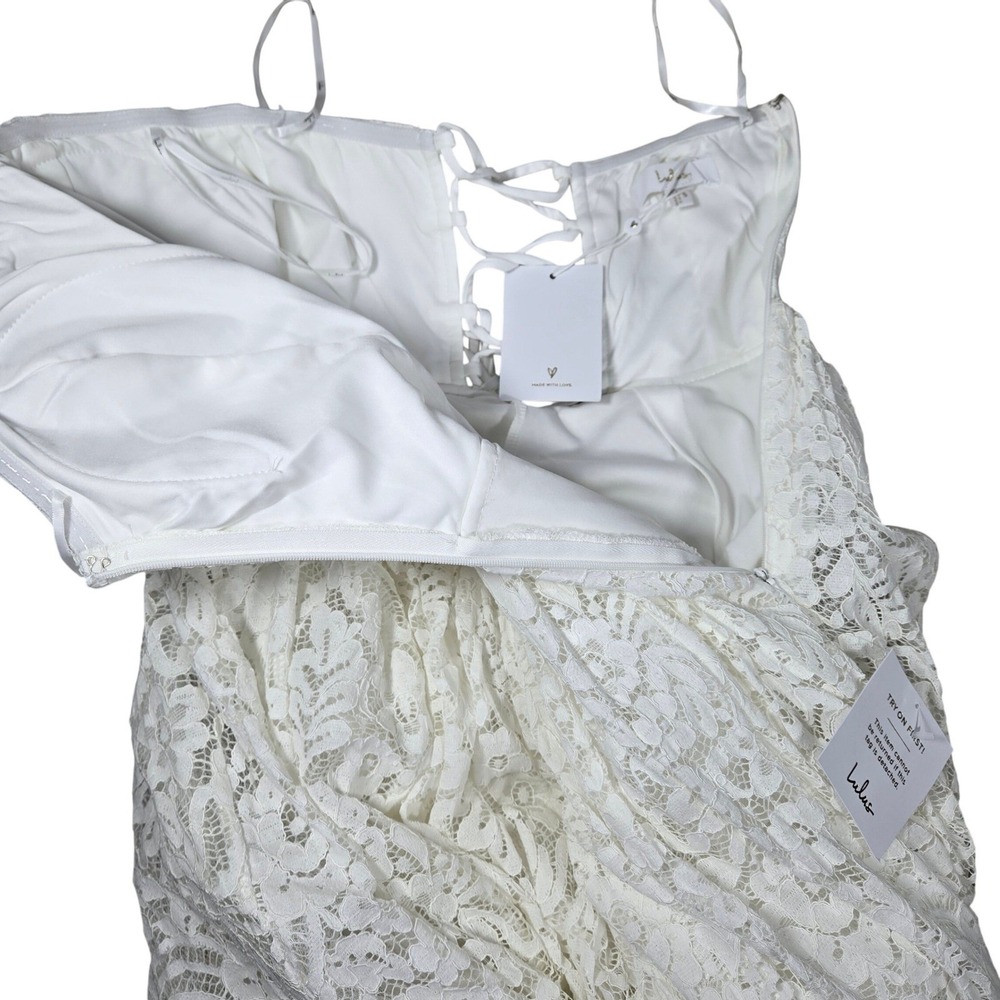 Lulus Shiori White Lace Bustier Basque Waist Strapless Maxi Dress S Wedding - Picture 9 of 14